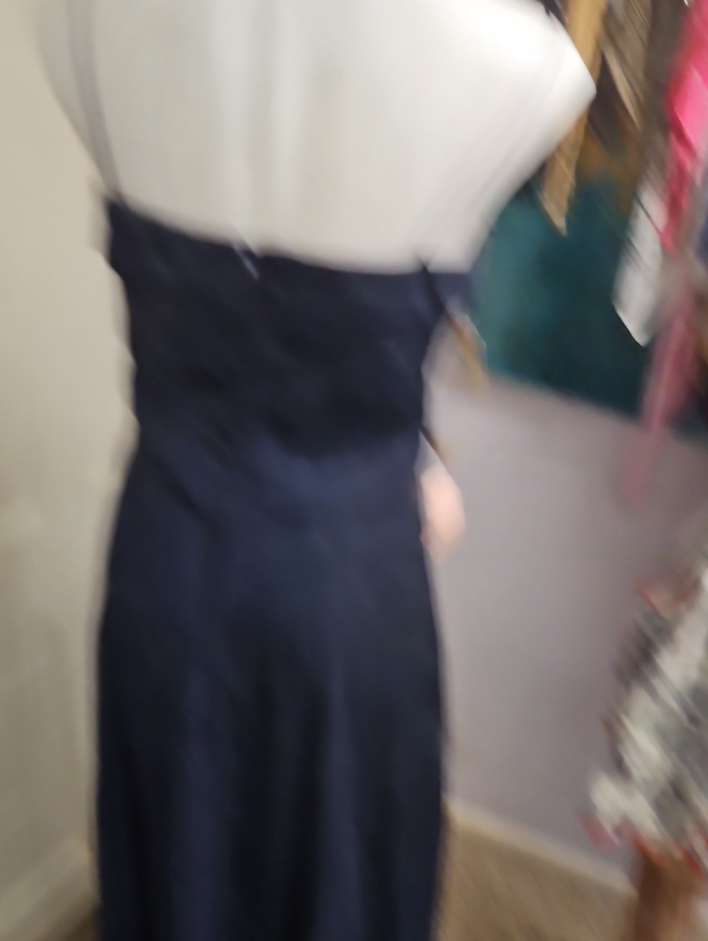 90s Classic Navy Burgandy Strapless Evening Flaire Dress - Picture 2 of 10